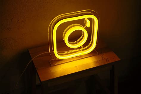 Instagram Icon Led Neon Sign Light Lamp On Table Custom Color Etsy