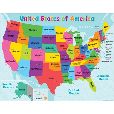 Colorful United States of America Map Chart - TCR7492 | Teacher Created ...