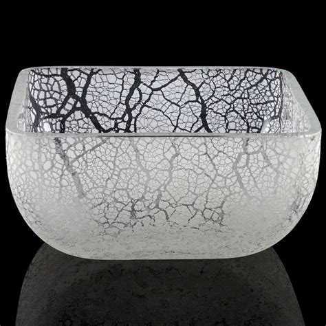 Vintage Alfredo Barbini Murano Signed White Scavo Surface Texture Italian Art Glass Candy Bowl