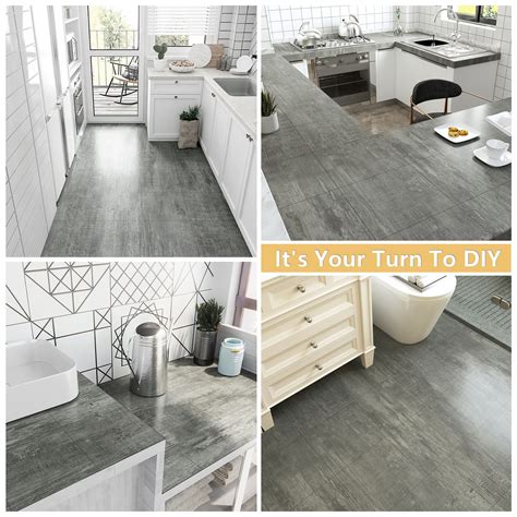 Buy Veelike Concrete Effect Grey Floor Tiles Self Adhesive Wall Tiles