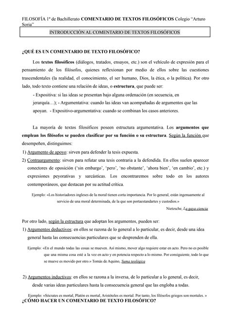 SOLUTION: Introducción al Comentario de Texto Filosófico - Studypool