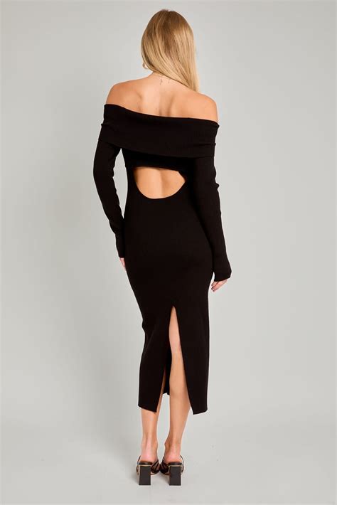 Open Back Off Shoulder Midi Dress Splash