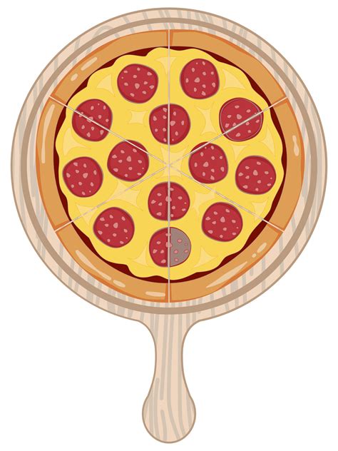 Pepperoni Todo Pizza En De Madera Bandeja Plano Diseño Vector 34077135