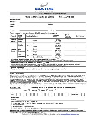 Fillable Online IEEE ConferenceBOOKING FORM Fax Email Print PdfFiller