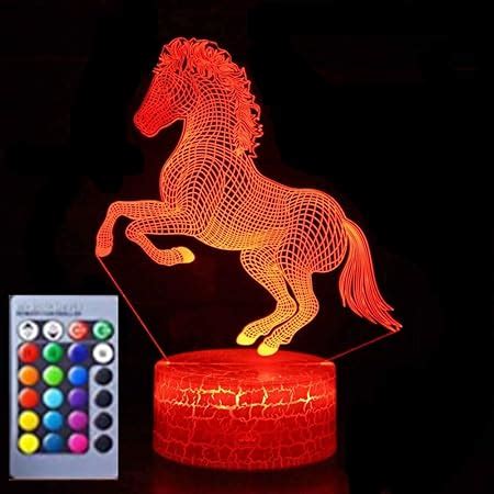 TOYANDONA Animal Nuit Lumière 3D Cheval Illusion Lampe USB Alimenté LED