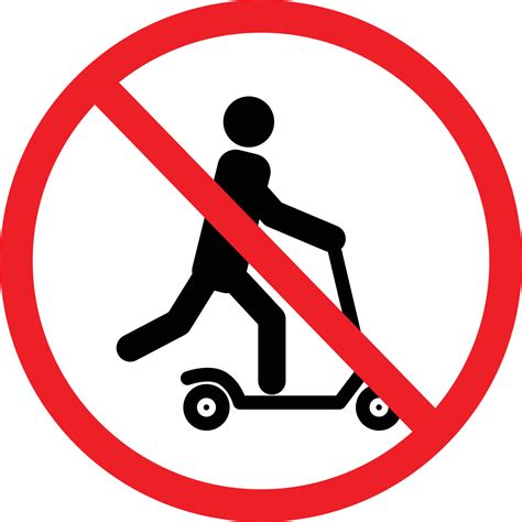 Push Scooter Stop And Forbidden Sign On White Background Kick Scooter