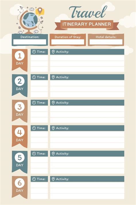 Itinerary Planner Templates- Customizable | PDF | Download