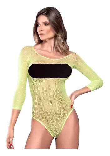 Lingerie Sexy Body Strass Verde Arrast O Sensual Manga Longa Frete Gr Tis