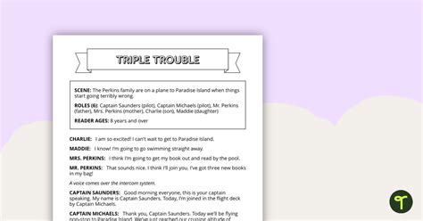 Readers Theatre Script Triple Trouble Teach Starter