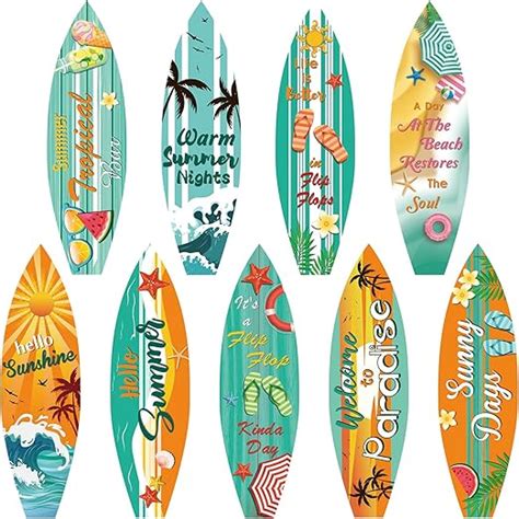 Amazon 9 Pcs Surfboard Beach Signs Cutouts Paper Surfboard Wall