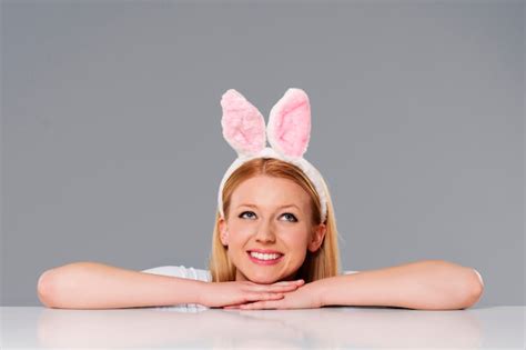 Free Photo Dreaming Easter Bunny Woman