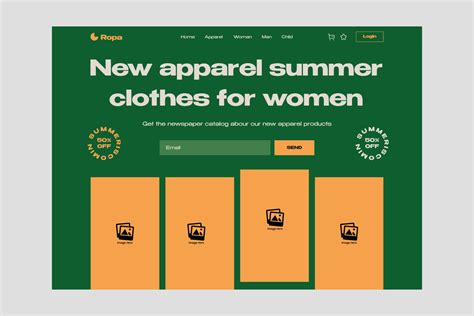 Hero Summer Clothing Woman Landing Page Ui Design Template Vector