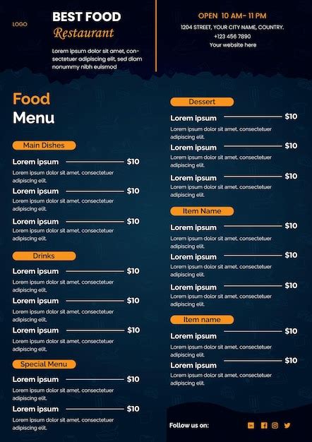 Premium Vector Modern Restaurant Food Menu Design