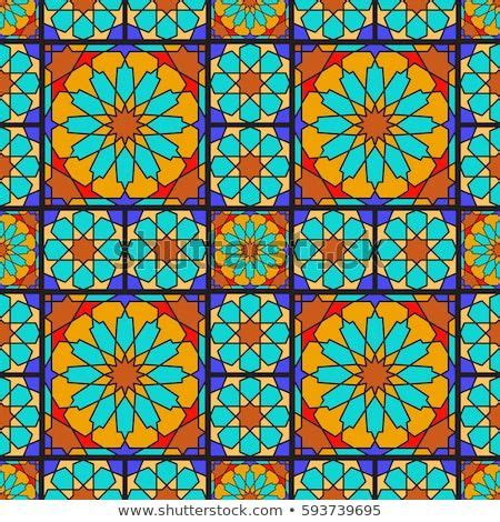 Arabic Ornamental Geometric Seamless Pattern Stained