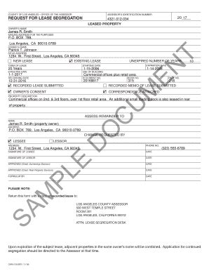 Fillable Online Assessor Lacounty Sample Los Angeles County Assessor