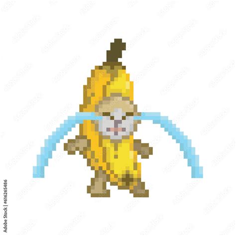 banana cat crying, pixel art meme Stock Vector | Adobe Stock