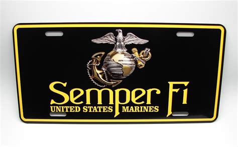 Semper Fidelis Metal Car License Plate Marine Corps Semper Fi Usmc