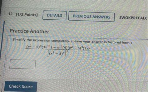 Solved 12 1 2 Points DETAILS PREVIOUS ANSWERS SWOKPRECALC Chegg