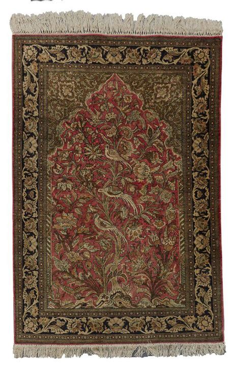 Persian Silk Qum Rug Birds Of Paradise Design Or Simply Birds Of