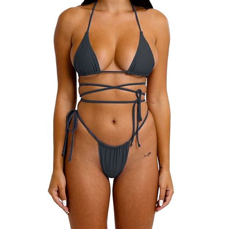 A A Halter Neck Bikini Two Piece Set Black Aeistiva Avenue