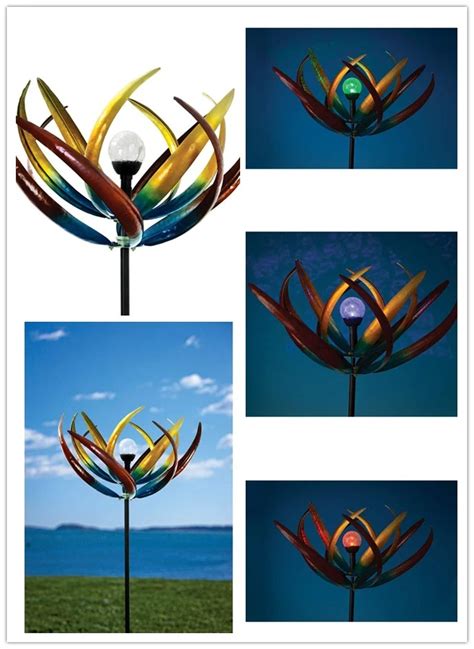 Multi Color Tulip Solar Powered Glass Ball Wind Spinner Buy Wind