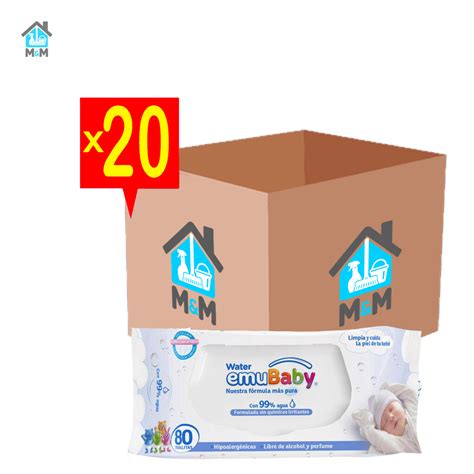 Caja Toallitas húmedas Premium Emubaby Water 20 Paquetes M M Hogar