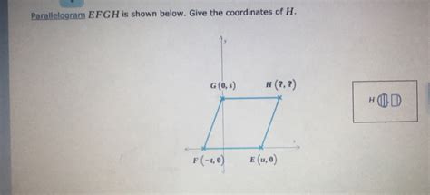 Solved Parallelogram Efgh Is Shown Below Give The Coordinates Of H H