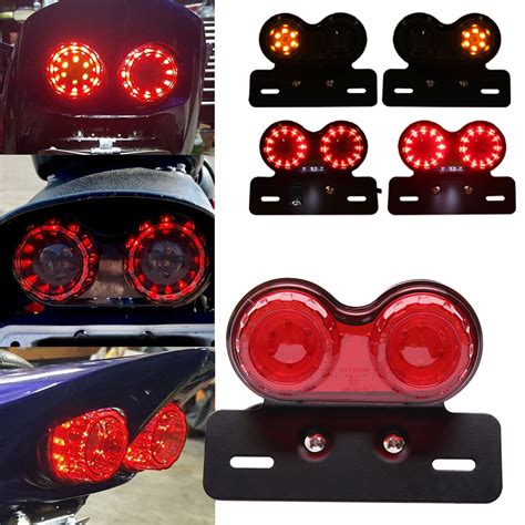 Motorcycle LED License Plate Twin Dual Tail Brake Turn Signal