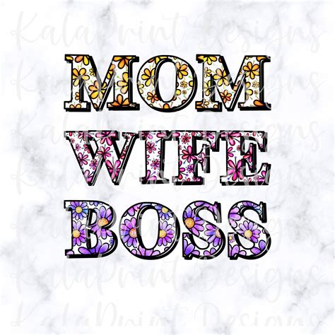 Mom Wife Boss Svg Png  Flower Power Mama Svg File For Etsy Singapore