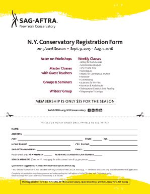 Fillable Online Ny Conservatory Registration Form Sag Aftra Fax Email