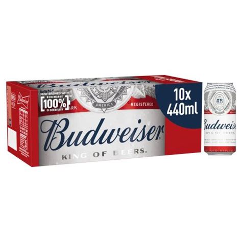 Budweiser Lager Beer Cans 10 X 440ml Britishfoodmart