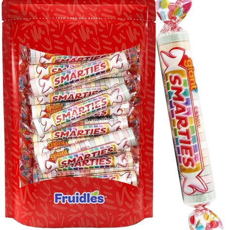 Fruidles Giant Smarties Hard Candy Roll, Assorted Flavors, Individually Wrapped (9-Pack ...