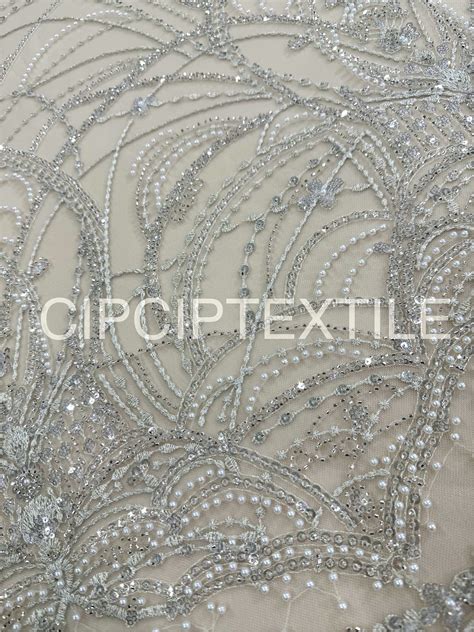 New Nude Yusra Exquisite Pearl Beaded Lace