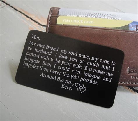 Engraved Wallet Insert Personalized Wallet Card by MessageMeThis