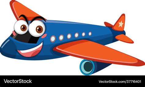 Airplane with face expression cartoon character Vector Image