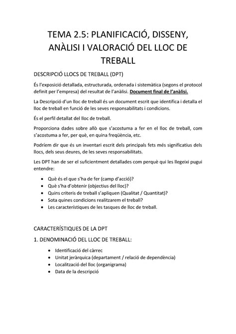 TEMA 2 5 Descripció DEL LLOC DE Treball DPT TEMA 2 PLANIFICACIÓ