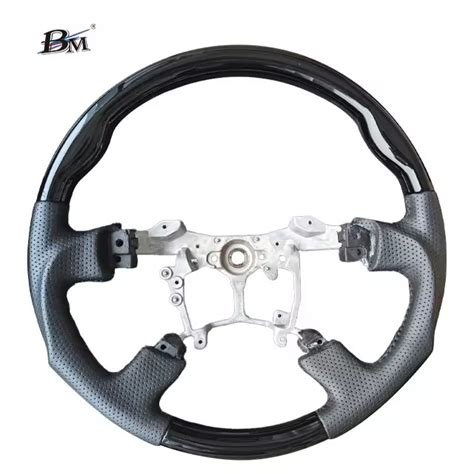 Black Perforated Leather Steering Wheel For Toyota Alphard