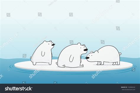 Three Cartoon Polar Bears Over An Ice Floe Stock Vector Illustration 153090242 Shutterstock