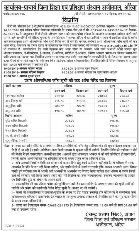 Btc Cut Off Merit Counselling Schedule District Wise