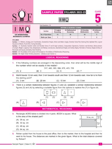 Class 5 Imo Maths Olympiad Official Sample Question Paper Olympiad Tester