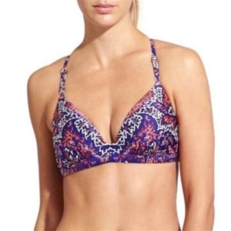 Athleta Aqualuxe Print Molded Bikini Size Small Gem