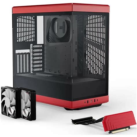 HYTE Y40 Modern Panoramic Tempered Glass Mid Tower ATX Case Black Red