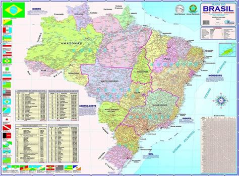 Mapa Brasil Politico Rodoviário 120 X 90 Cm Atualizado Parcelamento