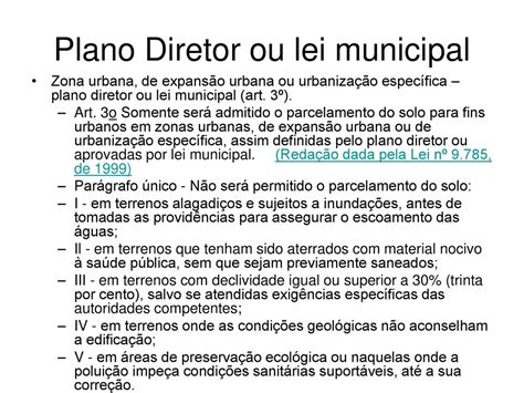 Lei De Parcelamento Do Solo Loteamento E O Estatuto Da Cidade Ppt