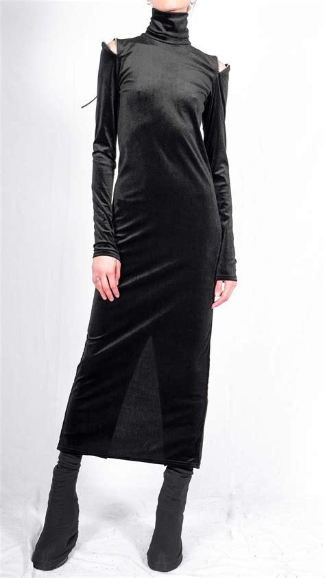 Stretch Velvet Turtleneck Maxi Dress David S Road Us