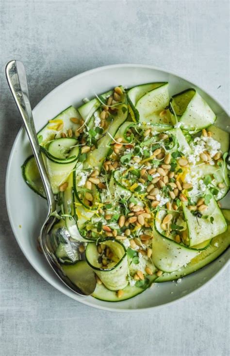 Shaved Zucchini Salad With Goat Cheese Pine Nuts This Healthy Table