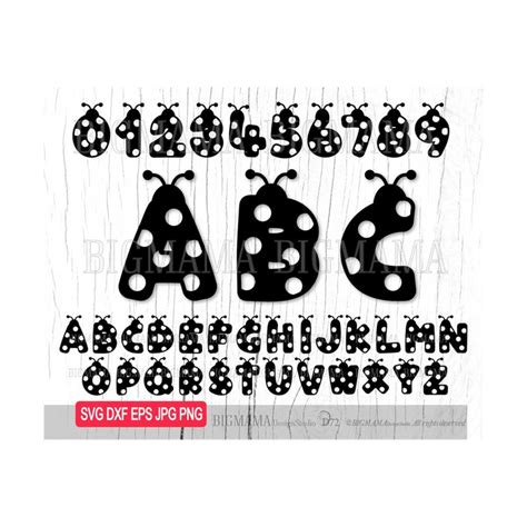 Ladybug Alphabet Svg Dxf Letters Font Numbers Birthday Cut F Inspire