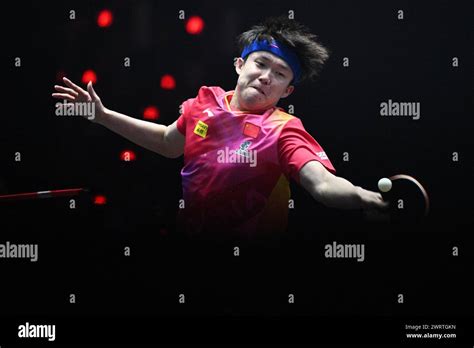 Singapore Th Mar Wang Chuqin Of China Hits A Return During