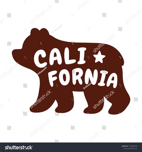 Cartoon Bear Silhouette Text California Californian Stock Vector ...