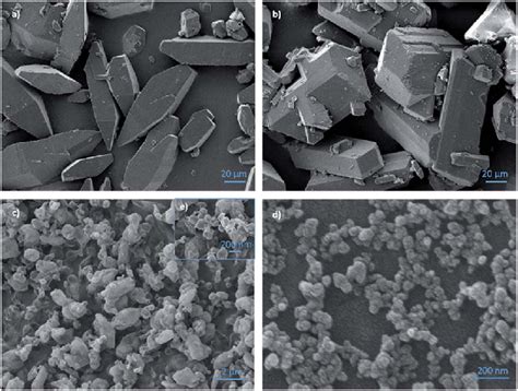 Fe Sem Micrographs Of Raw And Prepared Co Crystals A Raw Cl B